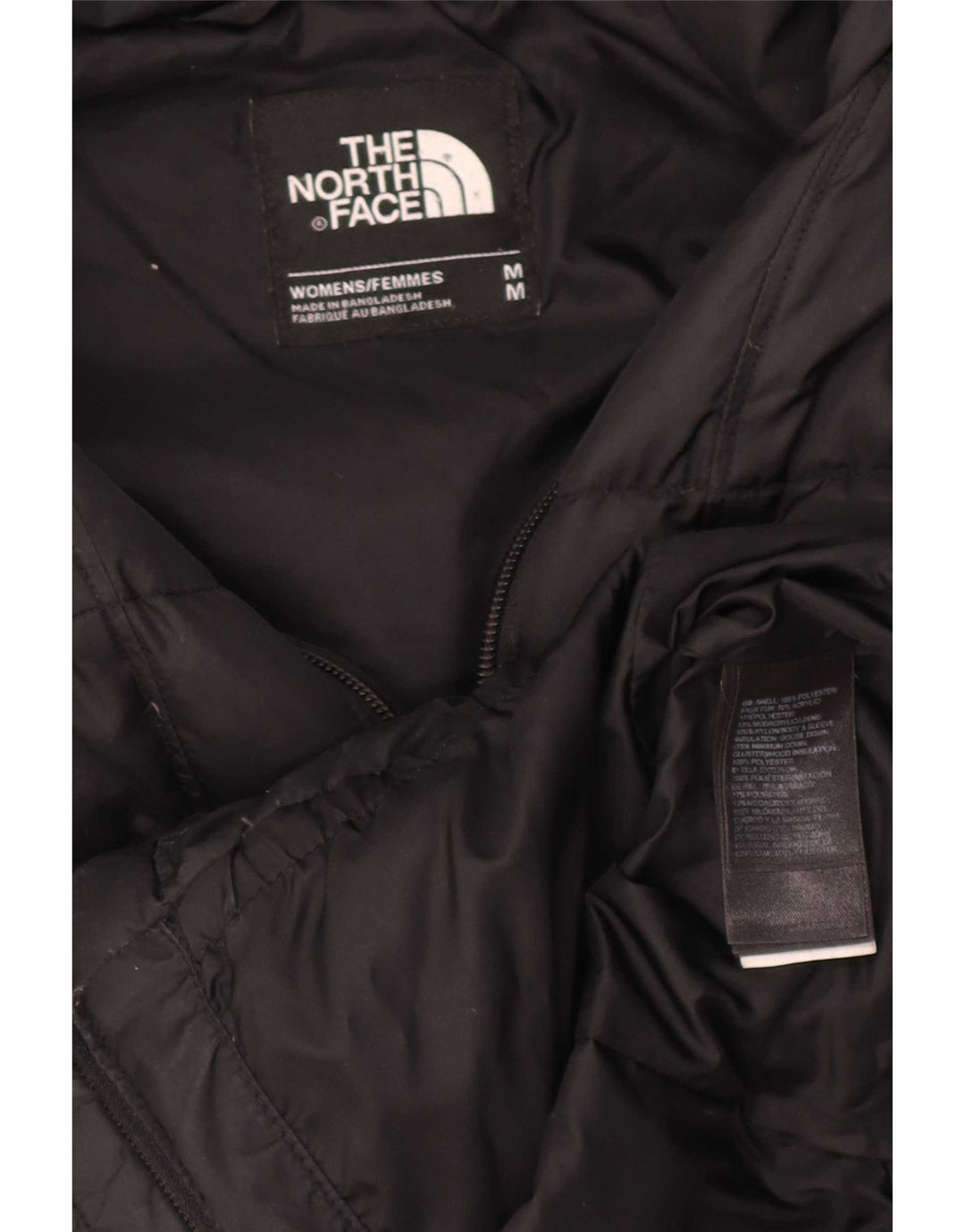 The North Face Wattierte Damenjacke mit Kapuze, UK 14, Mittelschwarz, Polyester