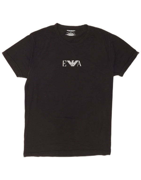 Emporio Armani Herren Grafik T-Shirt Top XL Schwarz Baumwolle