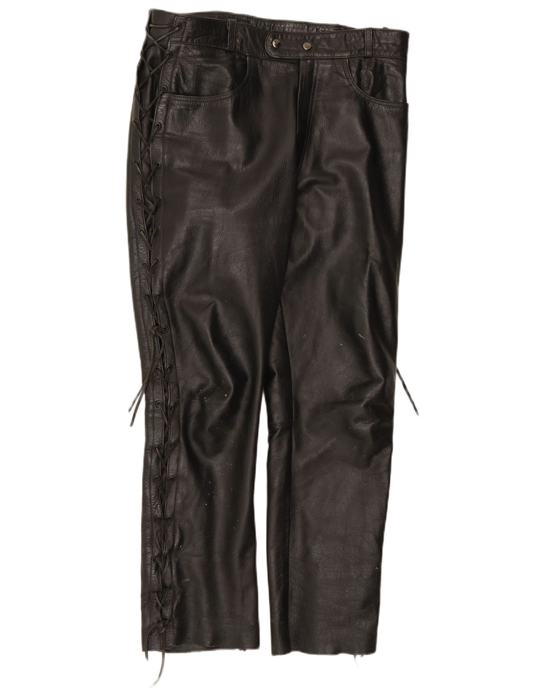 Vintage Herren Lederhose W36 L31 Schwarzes Leder