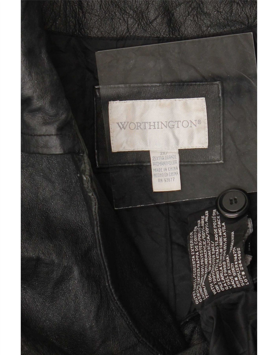 Worthington Damen Ledermantel UK 20 2XL Schwarz