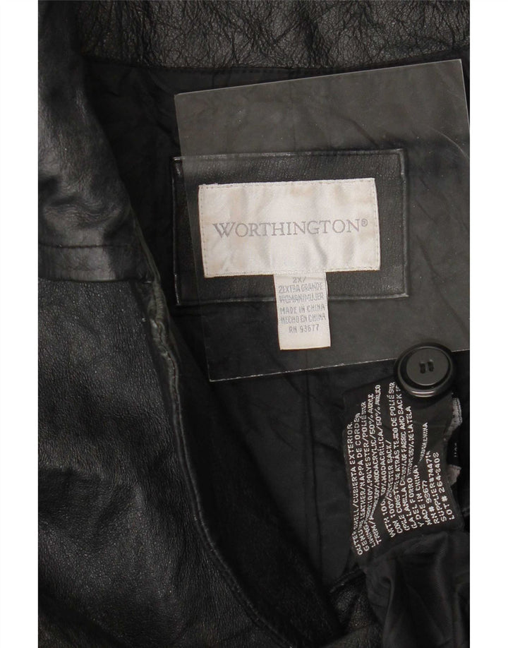Worthington Damen Ledermantel UK 20 2XL Schwarz
