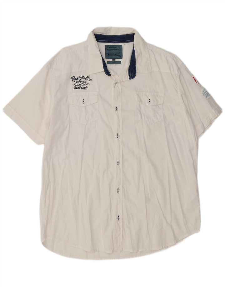 Angelo Litrico Herren Kurzarm-Slim-Fit-Hemd IT 48 Mittelweiße Baumwolle