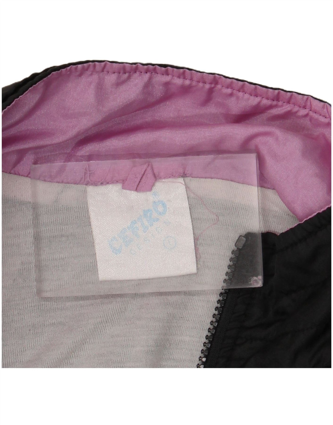 Vintage Herren-Trainingsanzug-Top-Jacke, großes schwarzes Farbblock-Polyester