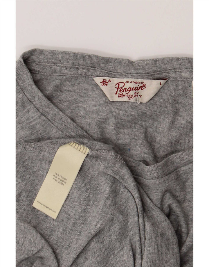 Penguin Herren-T-Shirt-Oberteil, groß, grau gesprenkelte Baumwolle