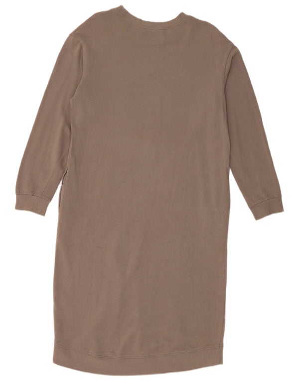Zara Damen Langarm-Pulloverkleid UK 10 Small Graue Baumwolle