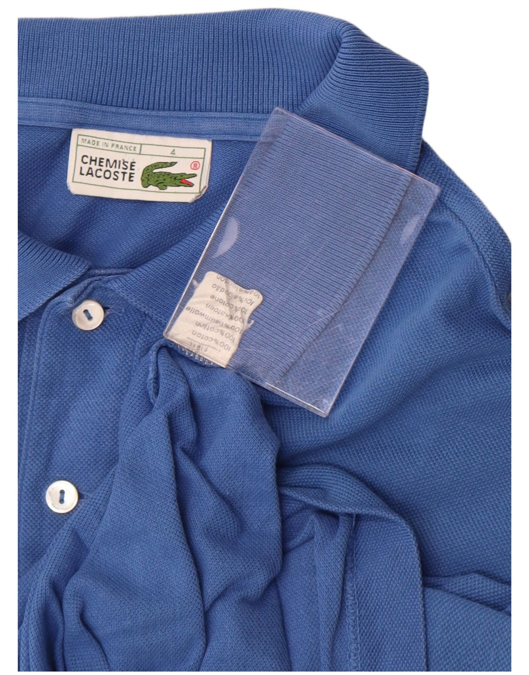 Lacoste Herren-Poloshirt, Größe 4, mittelblaue Baumwolle