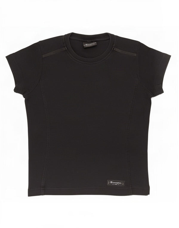 Champion Damen T-Shirt Top UK 14 Mittelschwarze Baumwolle