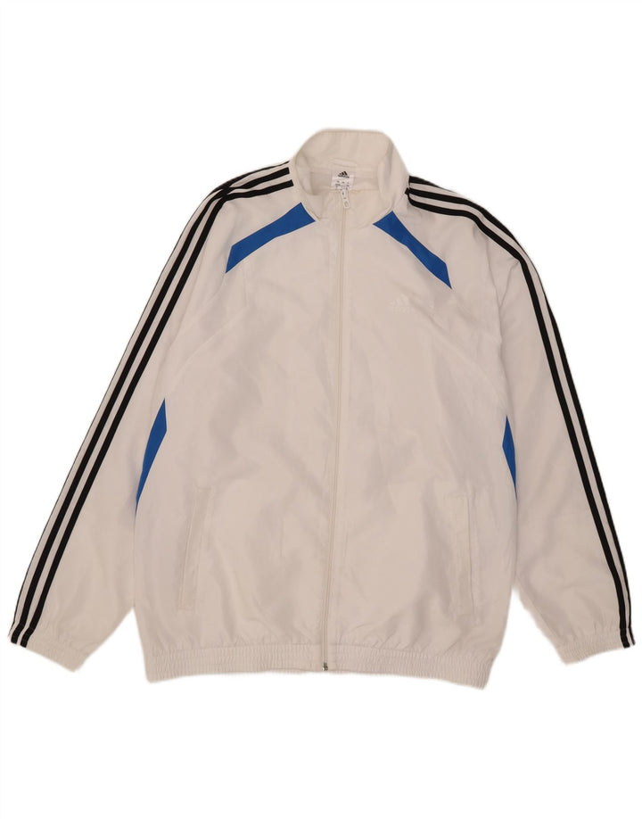 Adidas Herren-Trainingsanzugoberteil, UK-Größe 42/44, großes weißes Colourblock-Polyester