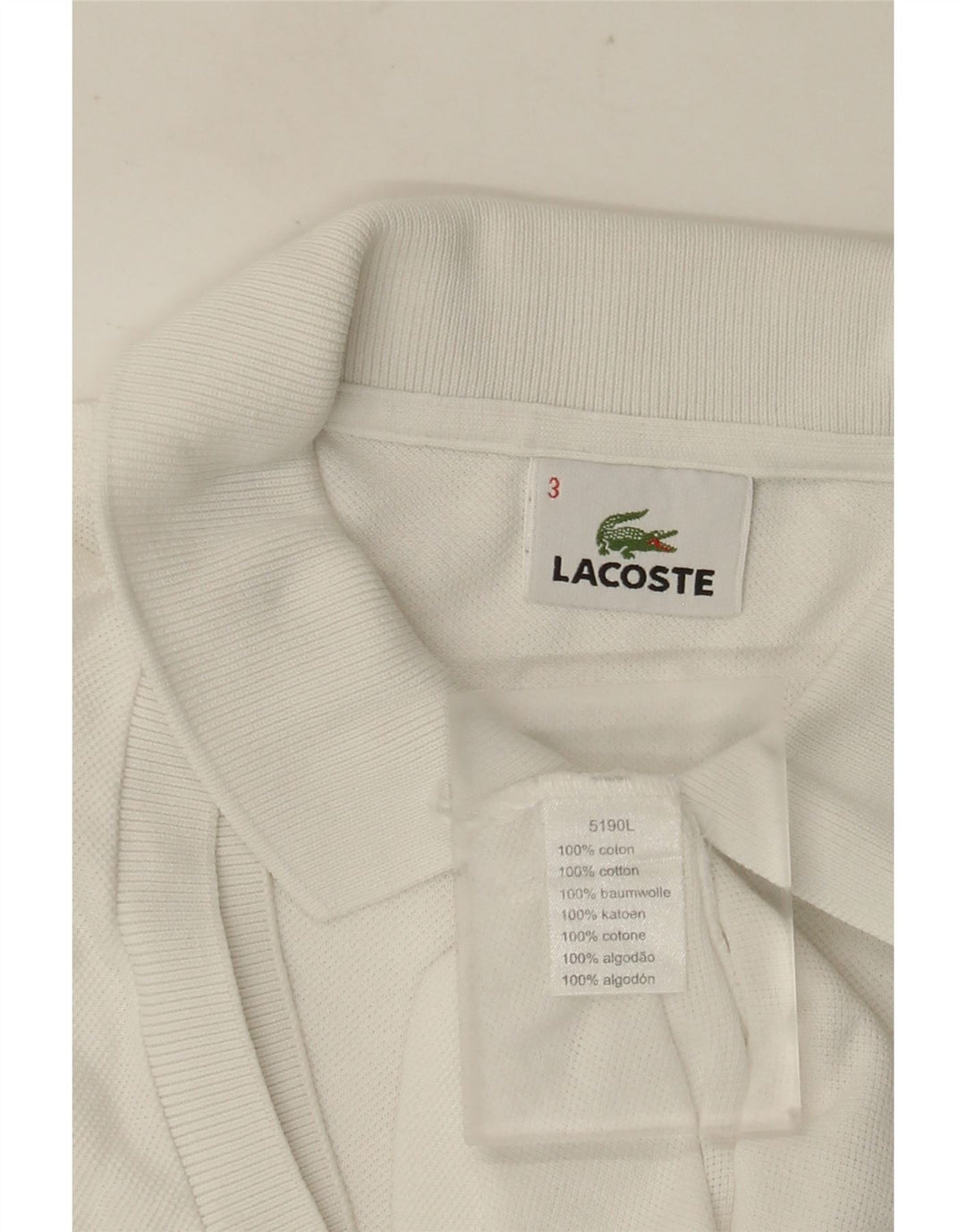 LACOSTE Herren-Poloshirt, Größe 3, klein, weiße Baumwolle