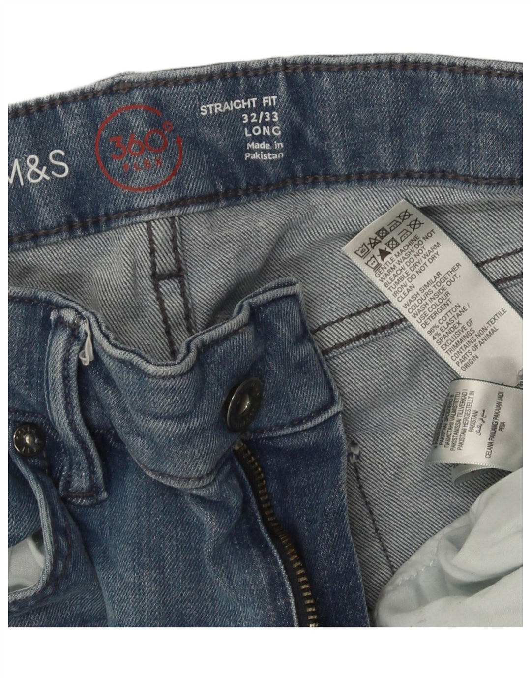Marks & Spencer Herren Straight Jeans W32 L33 Blaue Baumwolle