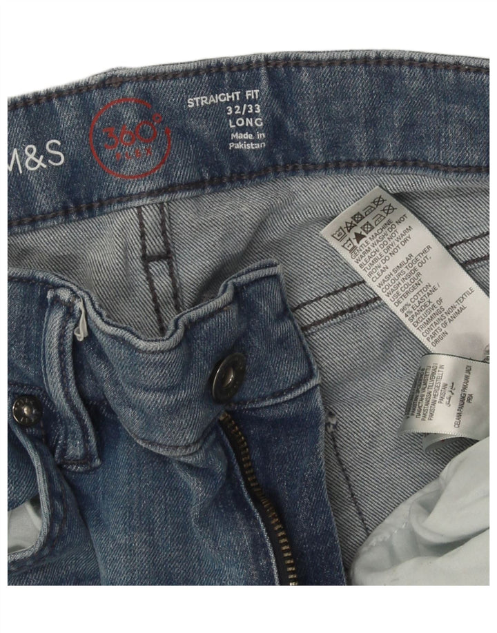Marks & Spencer Herren Straight Jeans W32 L33 Blaue Baumwolle