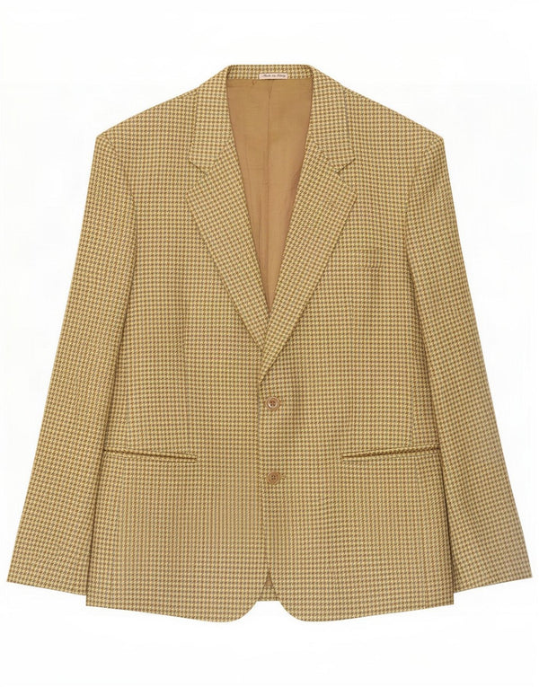 Vintage Herren-Blazer mit 2 Knöpfen, UK 40, große Khaki-Hahnentritt-Wolle
