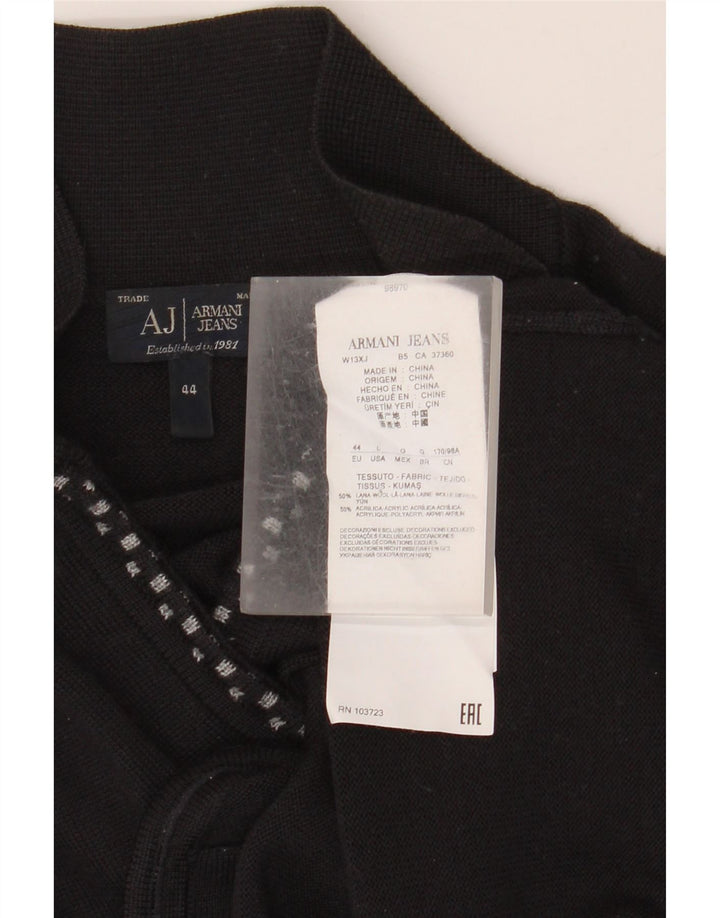Armani Jeans Damen Strickjacke IT 44 Mittelschwarze Wolle