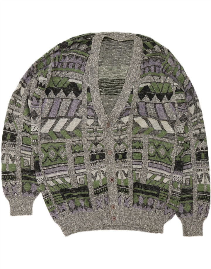 VINTAGE Herren Cardigan Pullover 2XL Mehrfarbig Geometrisch