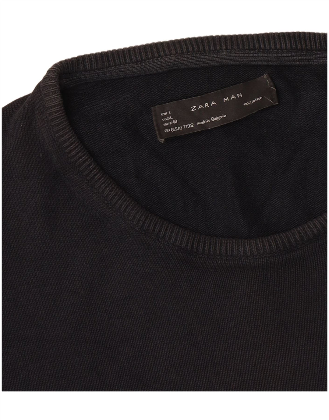 Zara Herren-Pullover mit Rundhalsausschnitt, Größe L, Schwarz