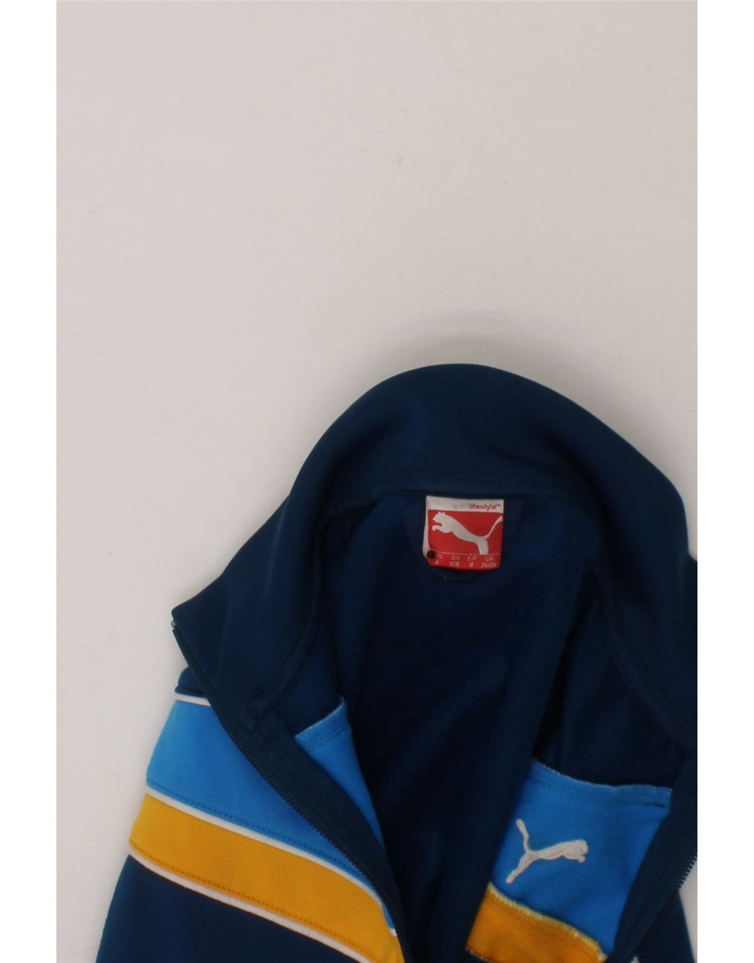 PUMA Boys Tracksuit Top Jacket 7-8 Years Small  Blue Colourblock Polyester Vintage Puma and Second-Hand Puma from Messina Hembry 