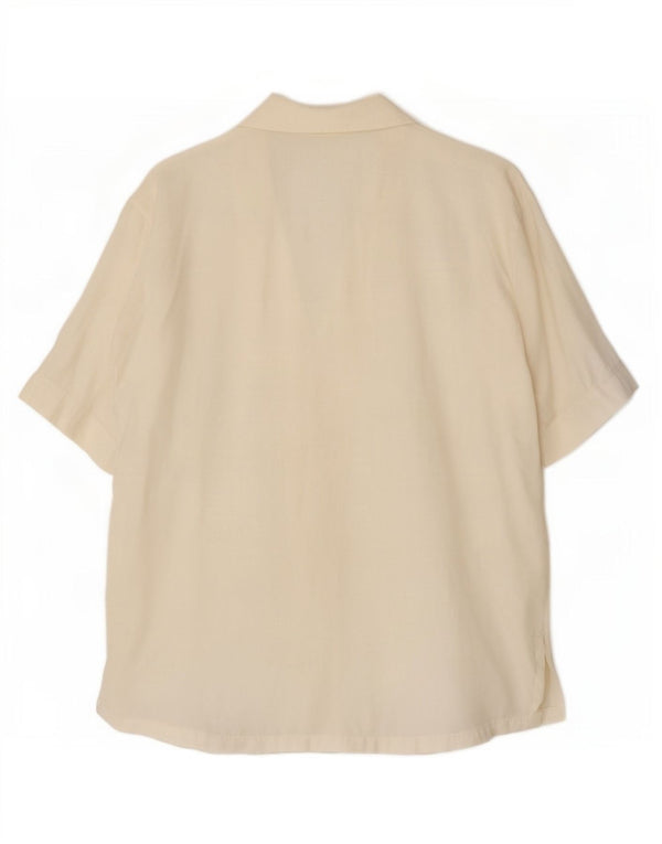 Vintage Damen Kurzarm-Hemdbluse UK 16 Large Off White