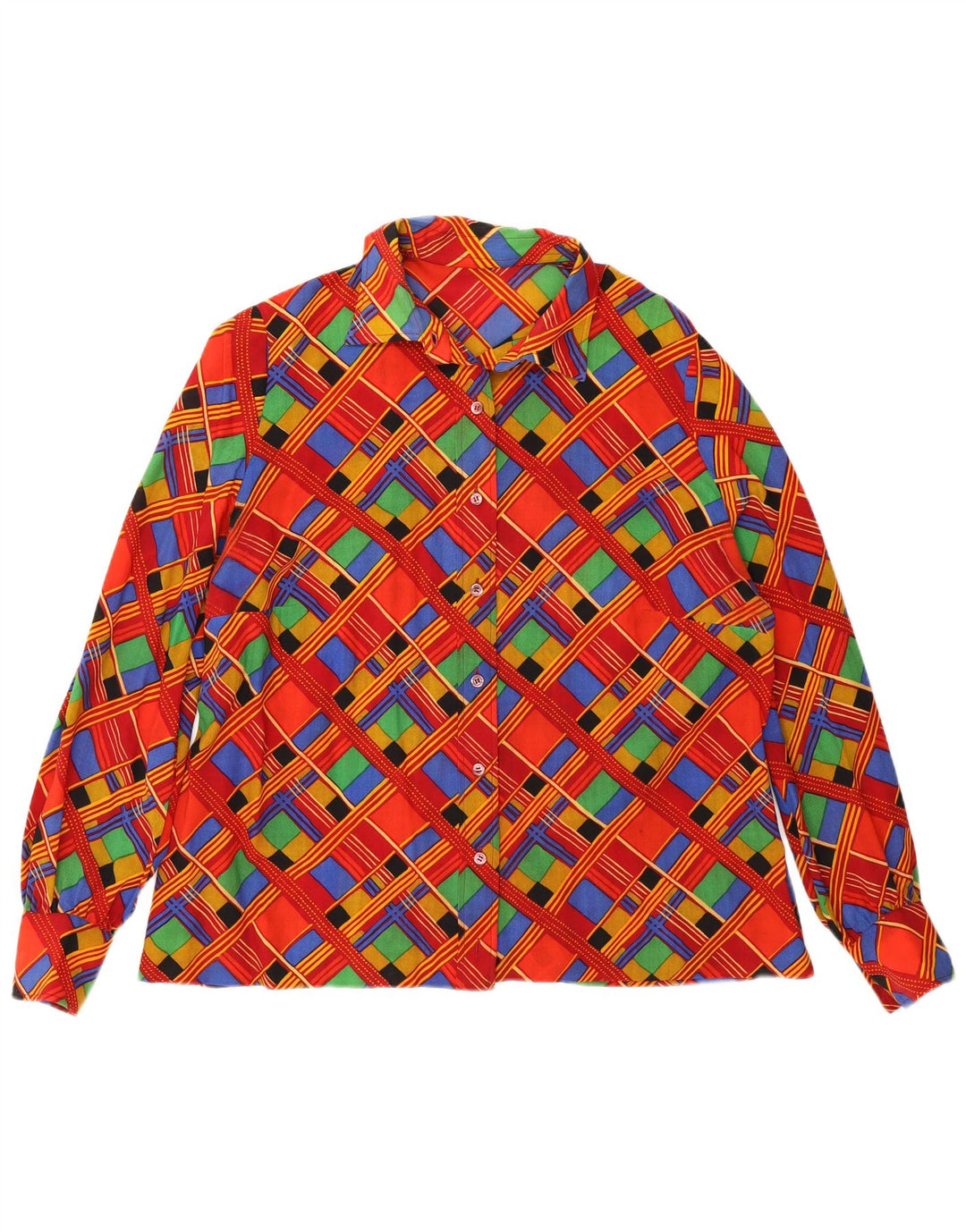 Vintage Damen Shirt UK 16 Groß Rot Geometrisch