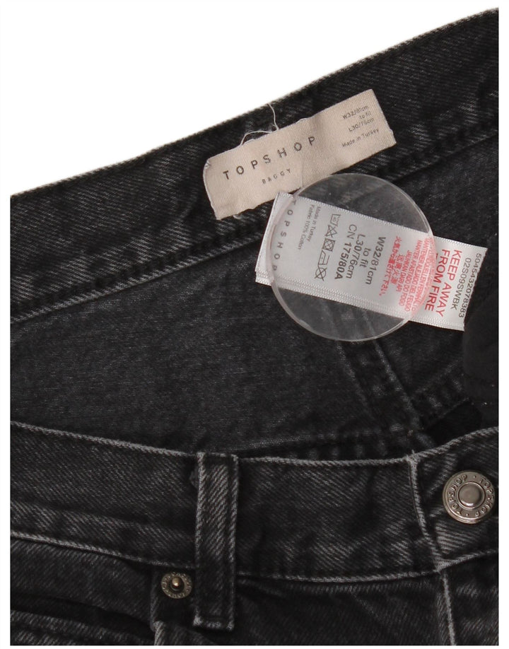 Topshop Damen Baggy Tapered Jeans W32 L30 Schwarz Polyester