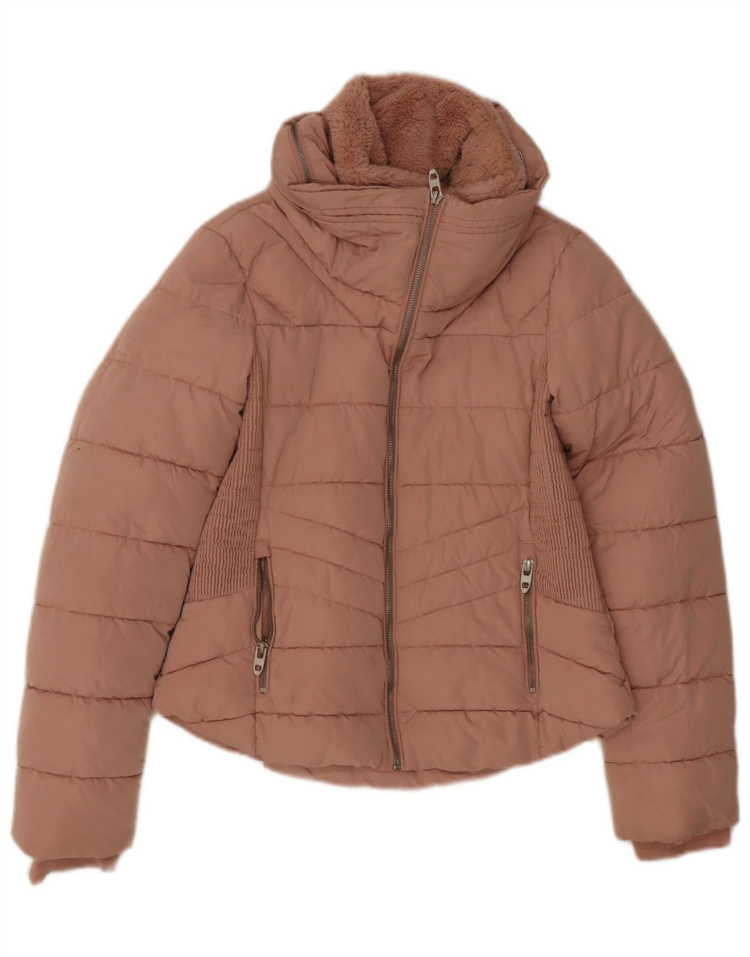Zara Damen Wattierte Jacke UK 12 Mittelrosa Polyester