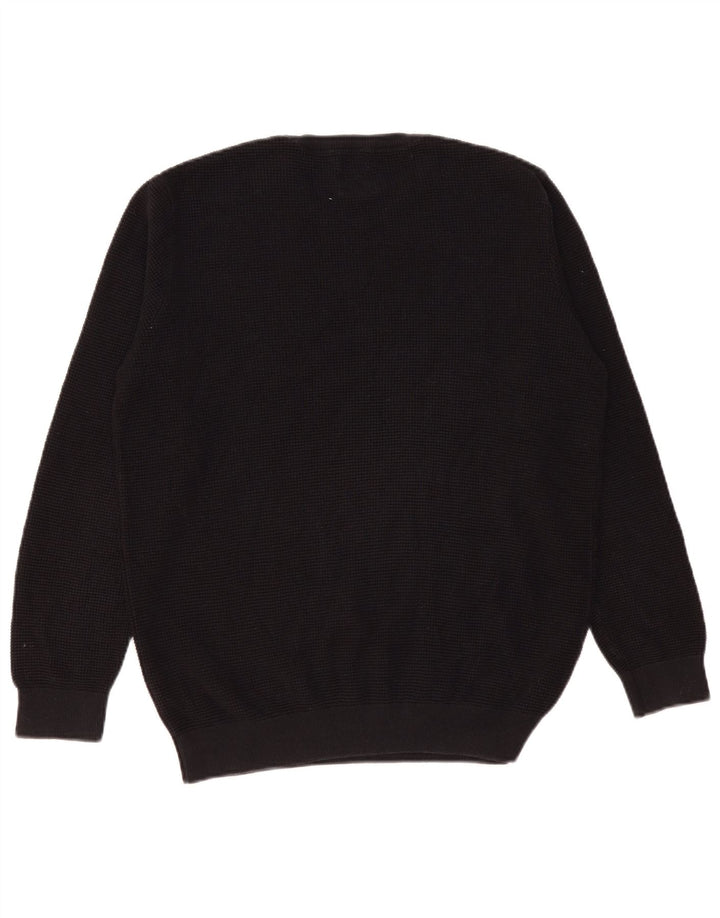 Zara Herren-Pullover mit Rundhalsausschnitt, mittlere schwarze Baumwolle