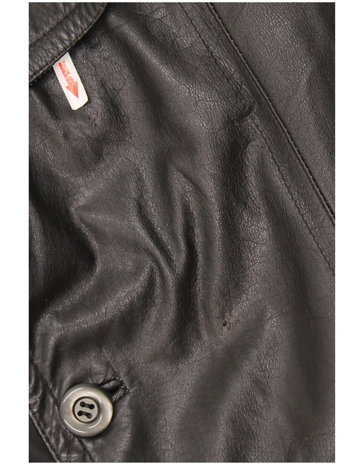 Vintage Herren Ledermantel UK 40 Großes schwarzes Leder
