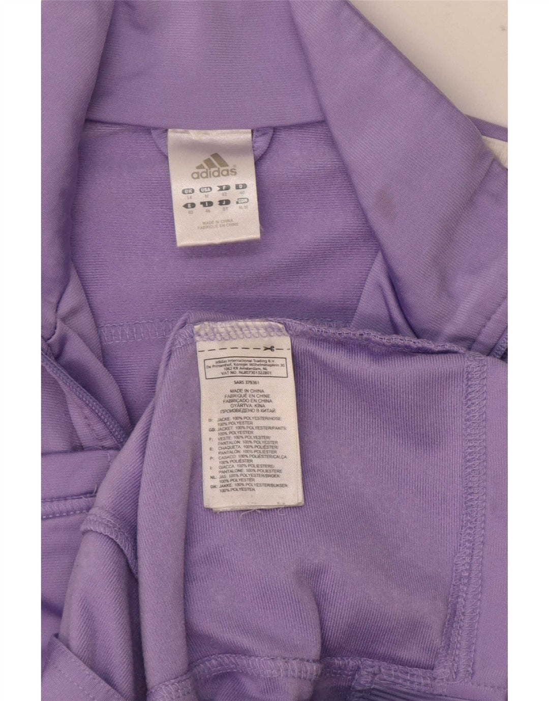 Adidas Damen Trainingsanzug Top Jacke UK 14 Medium Lila Polyester