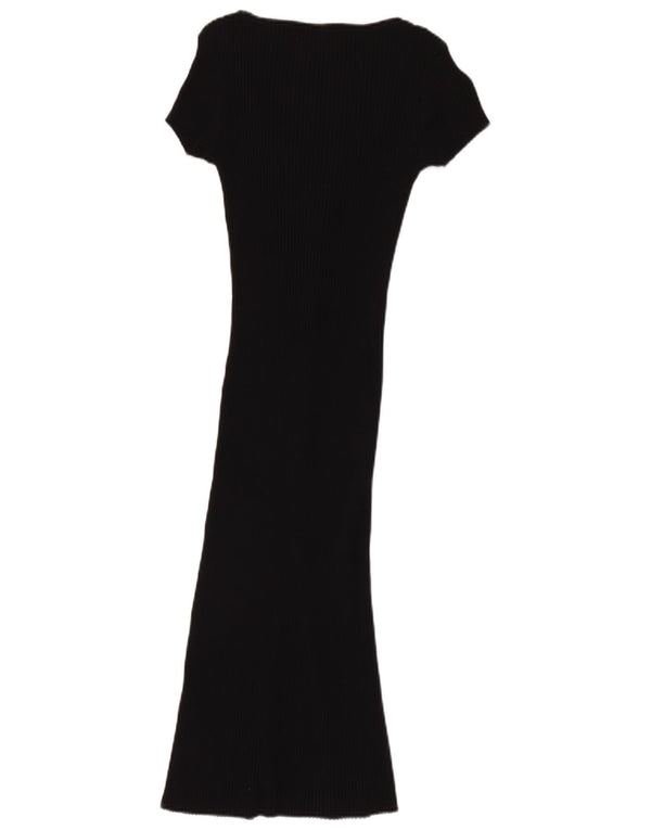 Zara Damen-Pulloverkleid mit kurzen Ärmeln, UK 12, mittelschwarz, Baumwolle