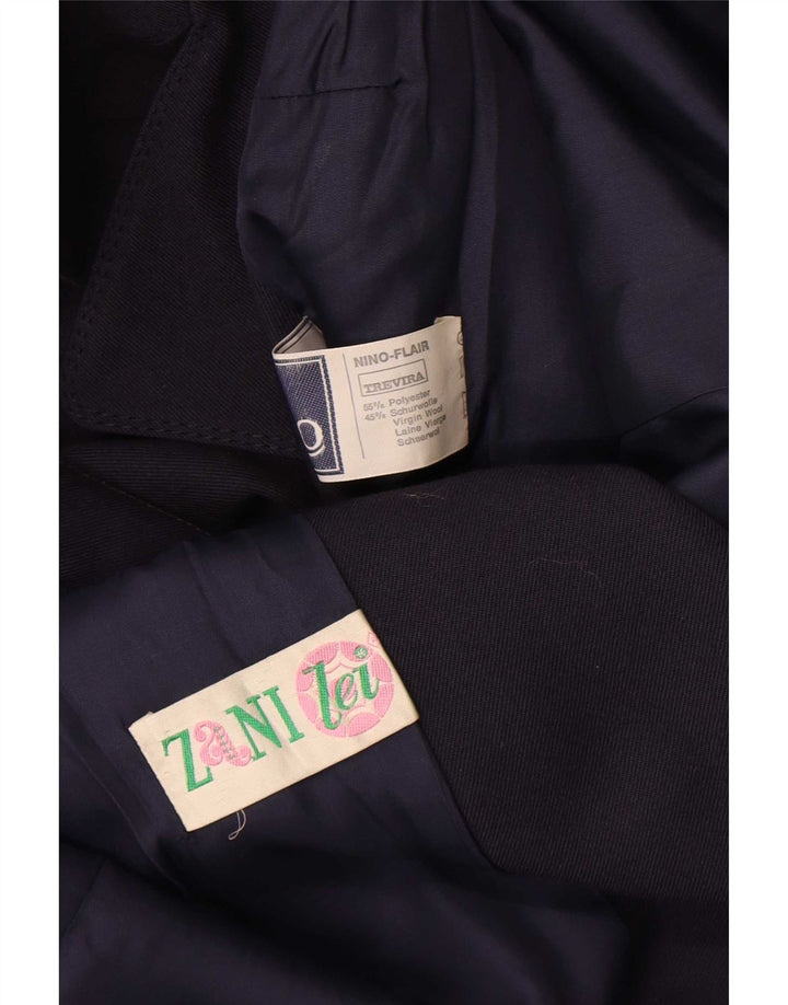 Vintage Damen Zweireihiger Trenchcoat UK 14 Medium Navy Blue Polyester