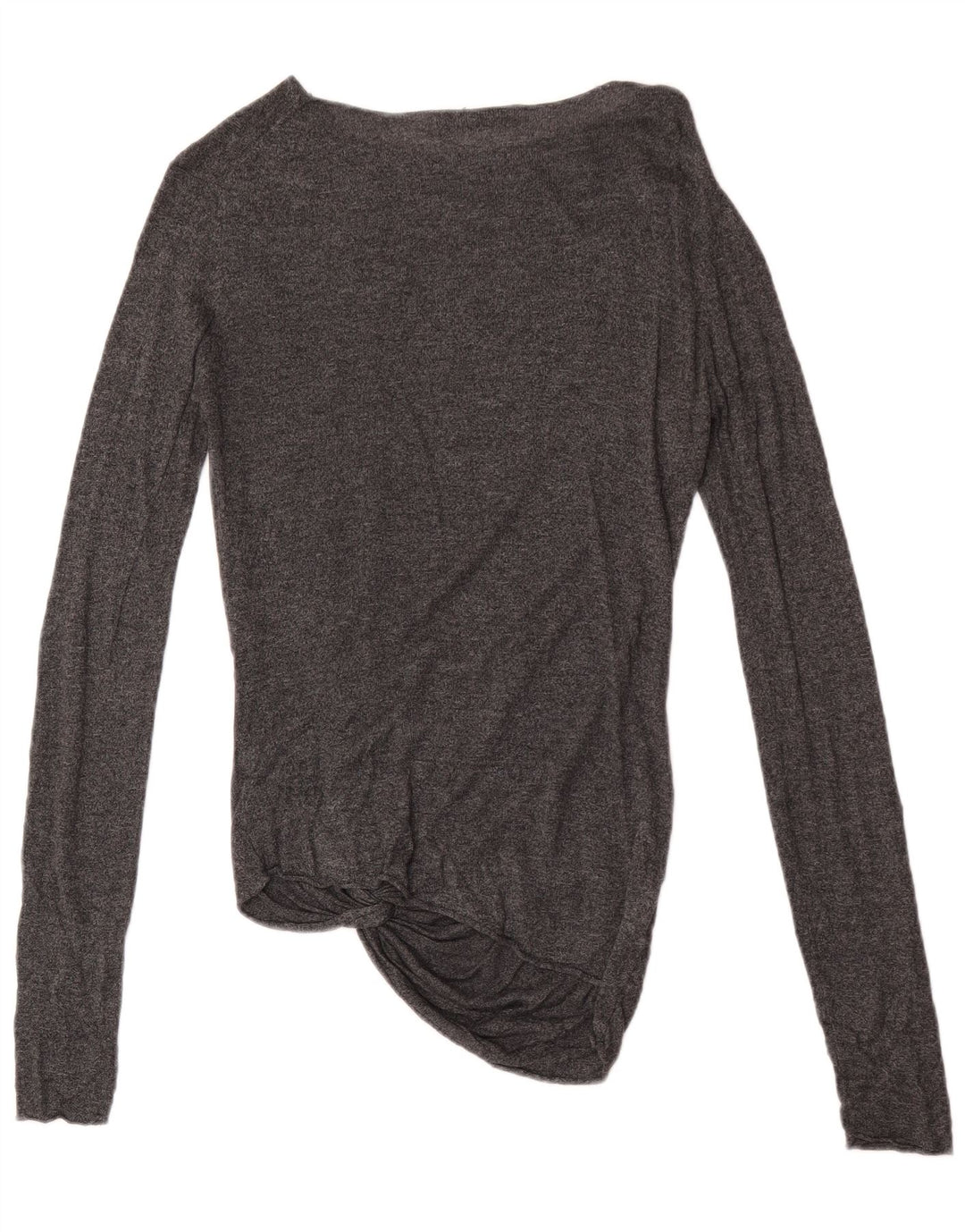 Zara Damen Top Langarm UK 12 Mittelgraues Acryl