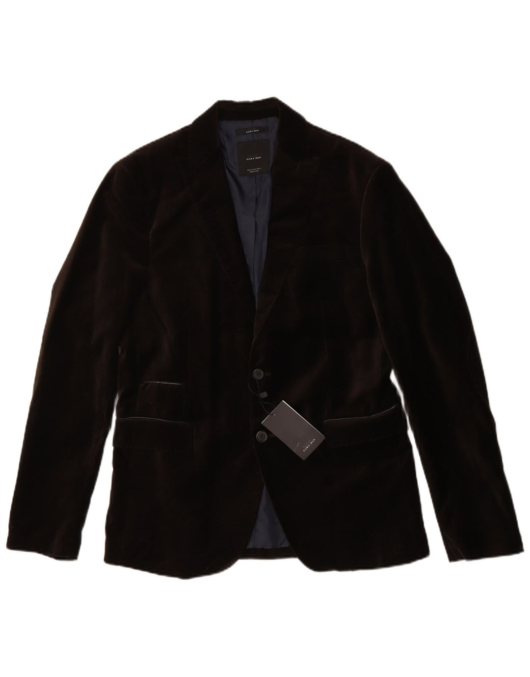 Zara Herren-Blazerjacke aus Velours mit 2 Knöpfen, EU 50, mittelbraunes Polyester