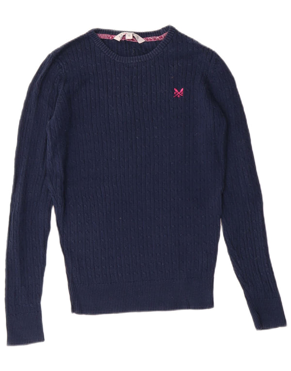 Crew Clothing Damen-Pullover mit U-Boot-Ausschnitt, Gr. 10, Marineblau, klassisch