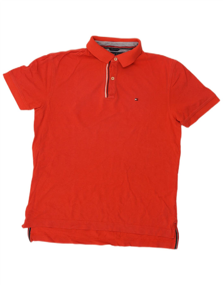 Tommy Hilfiger Herren-Poloshirt mit klassischer Passform, mittelrote Baumwolle