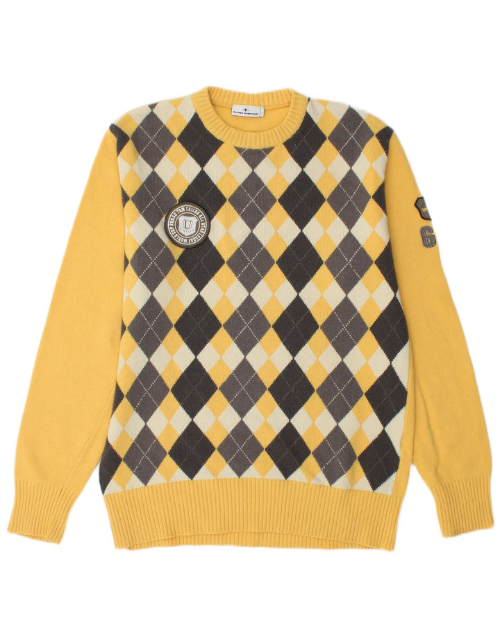 Tom Tailor Herren-Pullover mit Rundhalsausschnitt, Größe L, Gelb, Argyle/Diamant