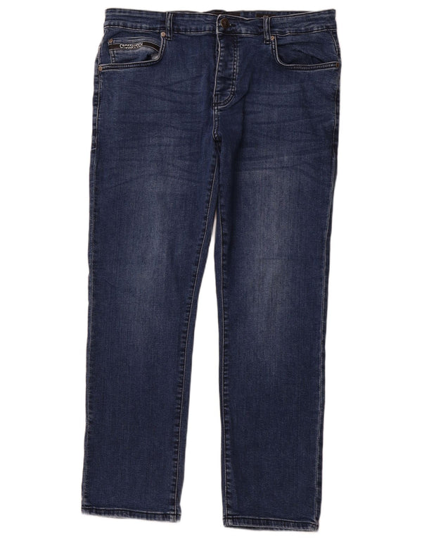 CROSSHATCH Damen Princed Straight Jeans W36 L30 Blaue Baumwolle