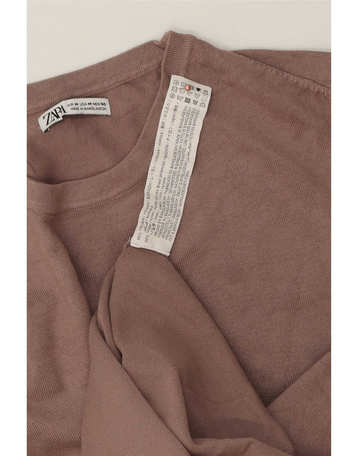 Zara Herren-Pullover mit Rundhalsausschnitt, mittelbraune Viskose