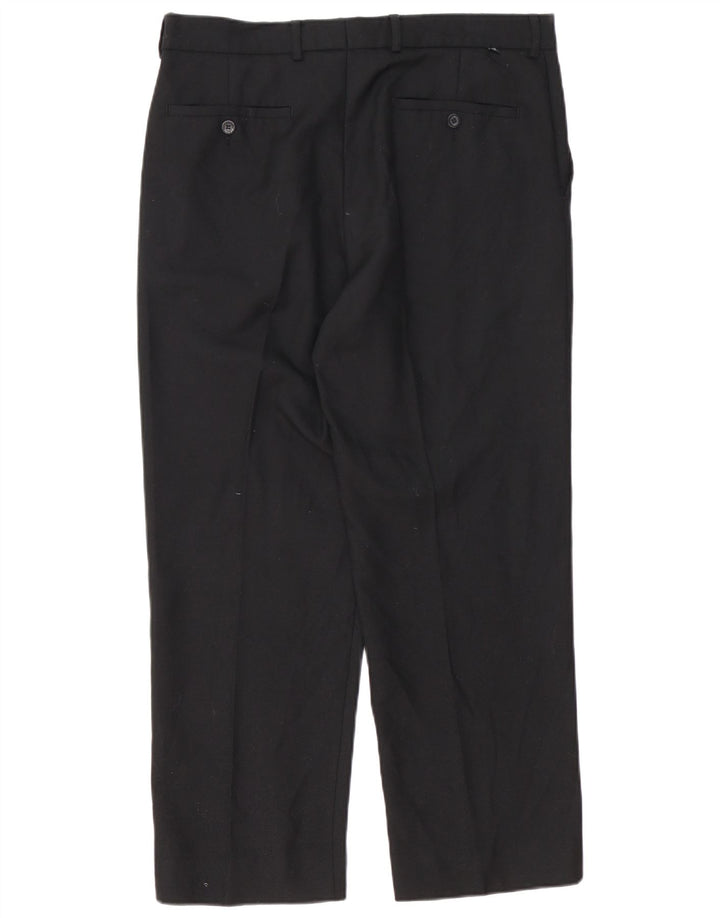 Farah Herren-Anzughose, gerade, W36, L29, Schwarz, Polyester