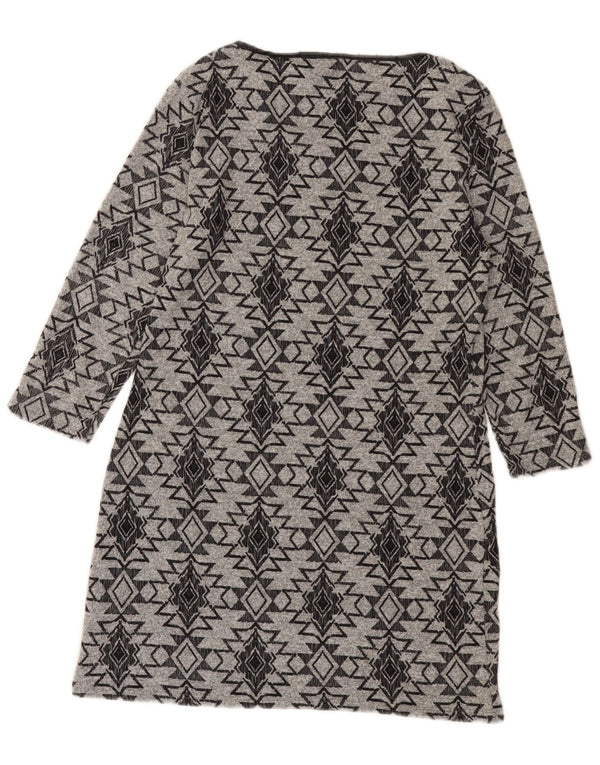 Marks & Spencer Damen-Pulloverkleid mit 3/4-Ärmeln, Größe S, Grau, Fair Isle