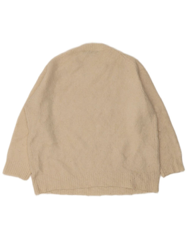 Zara Damen-Pullover, übergroß, U-Boot-Ausschnitt, Gr. 10, Größe S, Beige