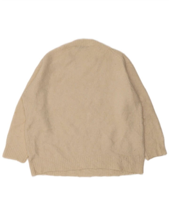 Zara Damen-Pullover, übergroß, U-Boot-Ausschnitt, Gr. 10, Größe S, Beige