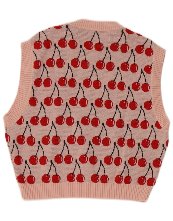 Benetton Womens Abstract Pattern Crop Vest Tank Top UK 12 Mittelrosa