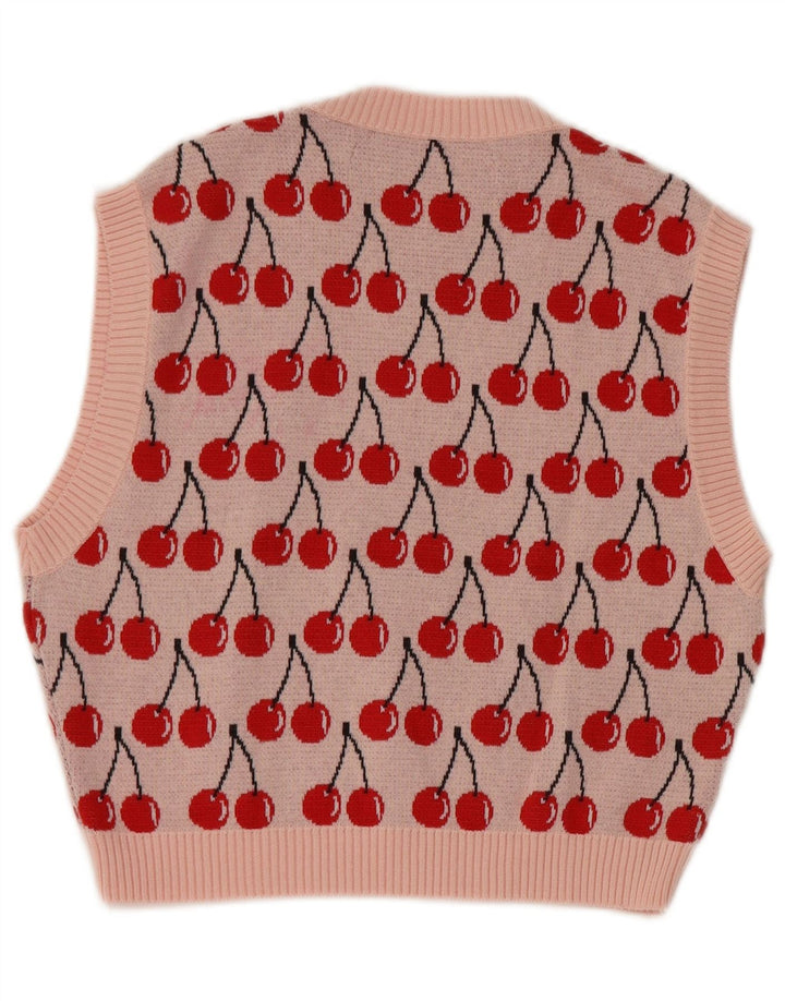 Benetton Womens Abstract Pattern Crop Vest Tank Top UK 12 Mittelrosa