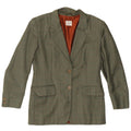 Vintage Damen 2-Knopf-Blazer-Jacke IT 42 Mittelgrün karierte Wolle