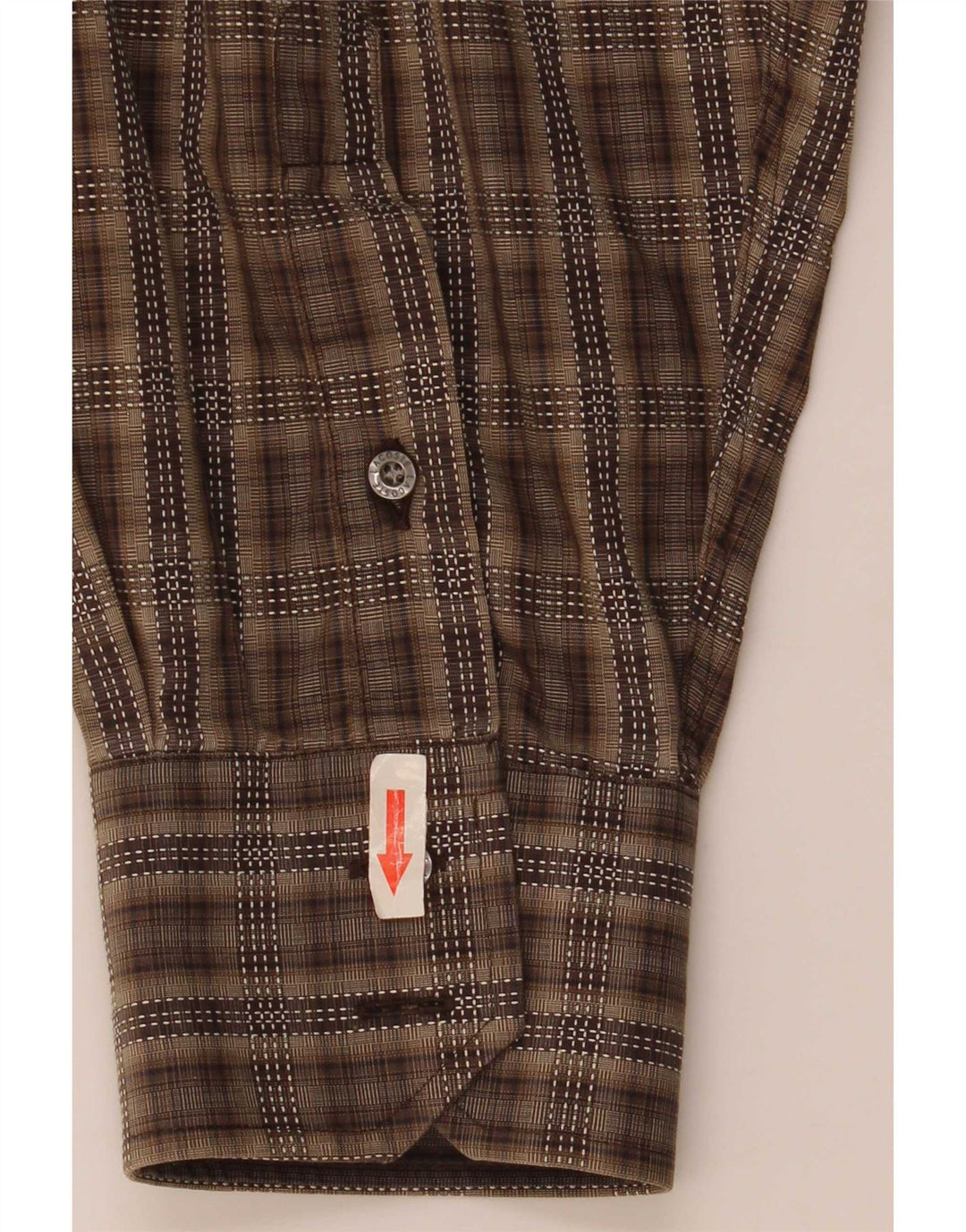 Lacoste Herrenhemd Größe 45 XL Braun karierte Baumwolle