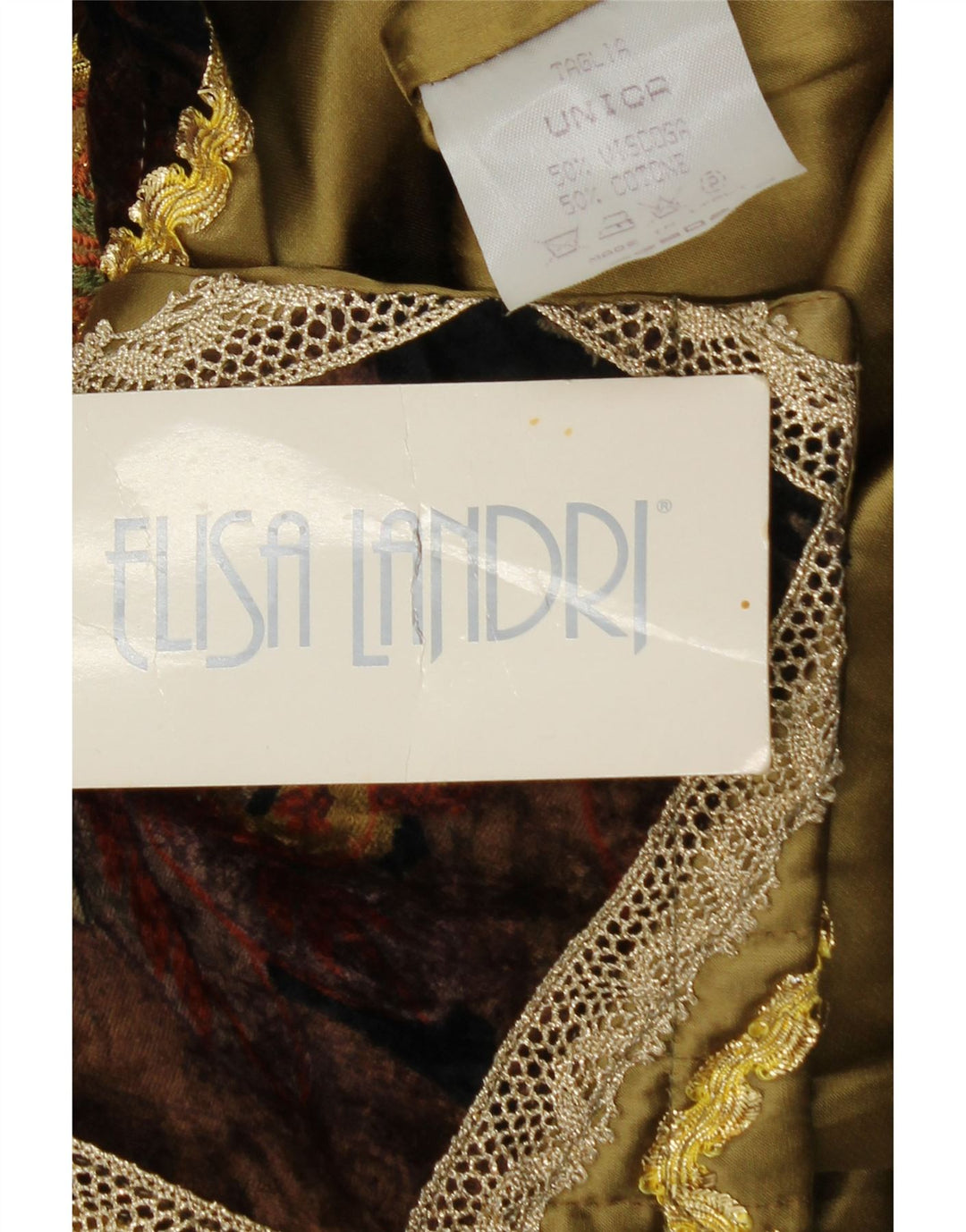 ELISA LANDRI Damen Blazer Jacke UK 16 Große Khaki Patchwork Viskose