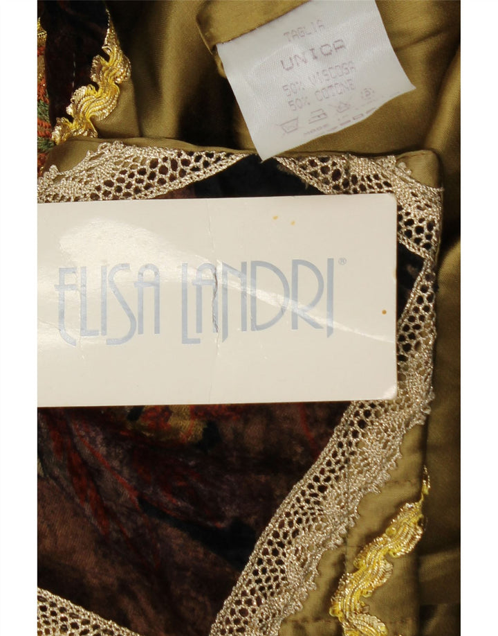 ELISA LANDRI Damen Blazer Jacke UK 16 Große Khaki Patchwork Viskose