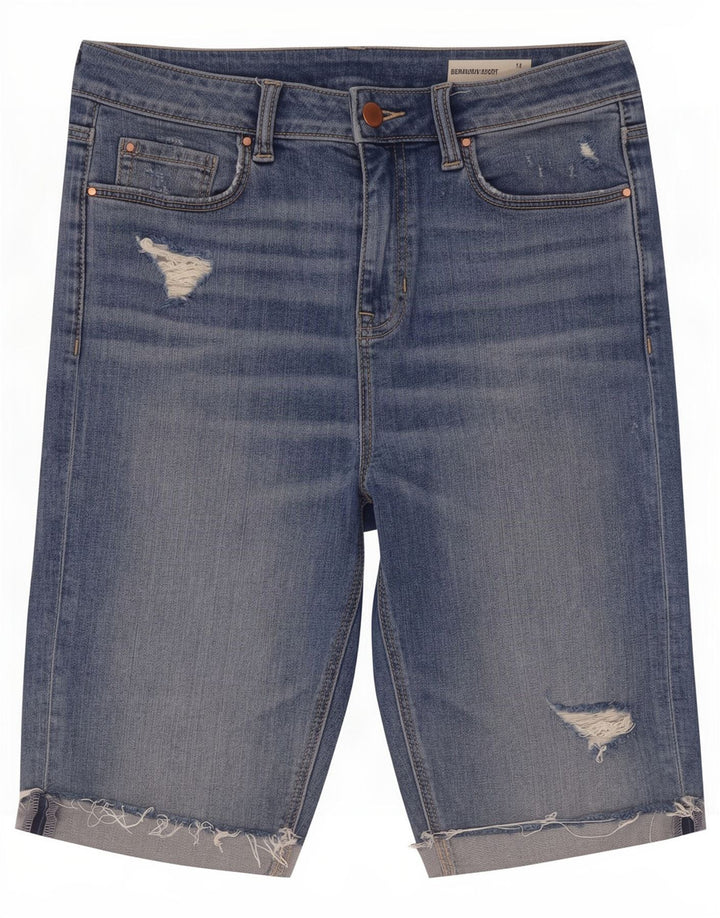 Marks & Spencer Damen-Bermudashorts im Distressed-Look, UK 12, M, W30, Blau