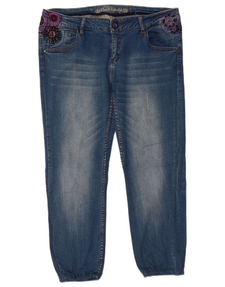 DESIGUAL Herren-Crop-Jeans W36 L24 Blau geblümt