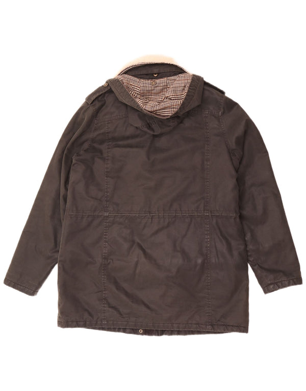 Fat Face Damen-Parka mit Kapuze, UK 12, mittelschwarz, Baumwolle