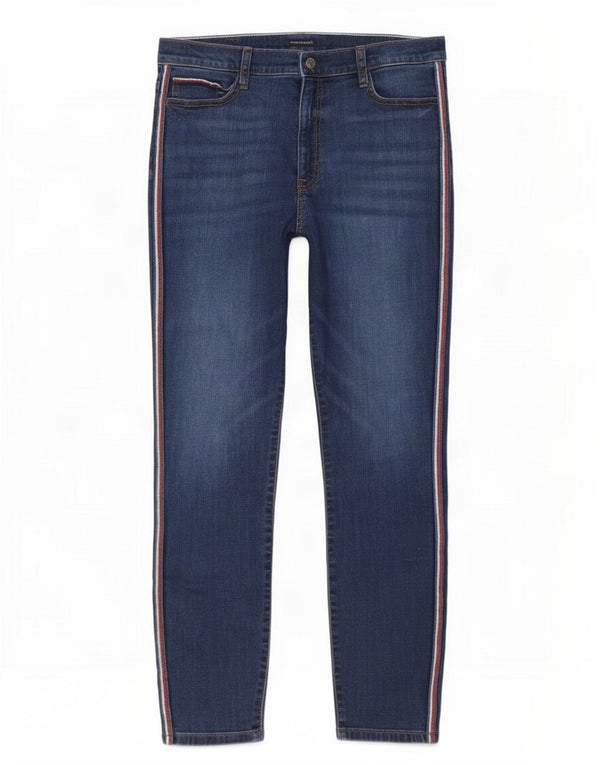 Tommy Hilfiger Damen High Waist Tapered Jeans US 14 XL W32 L28 Blaue Baumwolle